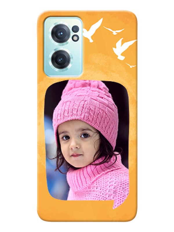 Custom Nord CE 2 5G Phone Covers: Water Color Design with Bird Icons