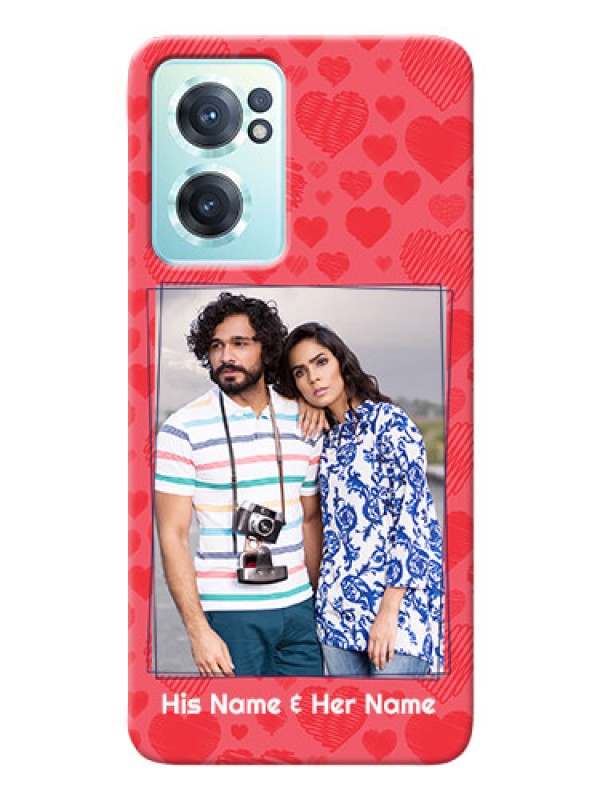 Custom Nord CE 2 5G Mobile Back Covers: with Red Heart Symbols Design