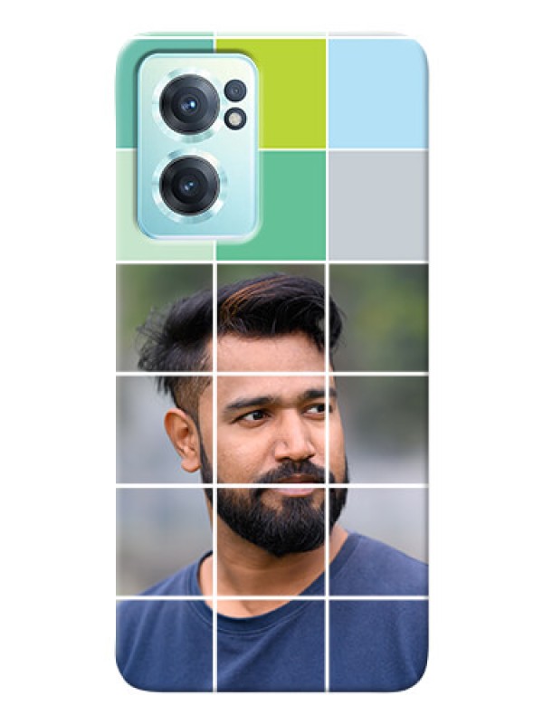 Custom Nord CE 2 5G personalised phone covers with white box pattern 