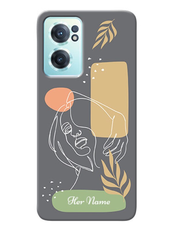 Custom OnePlus Nord Ce 2 5G Phone Back Covers: Gazing Woman line art Design