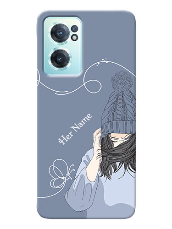 Custom OnePlus Nord Ce 2 5G Custom Mobile Case with Girl in winter outfit Design