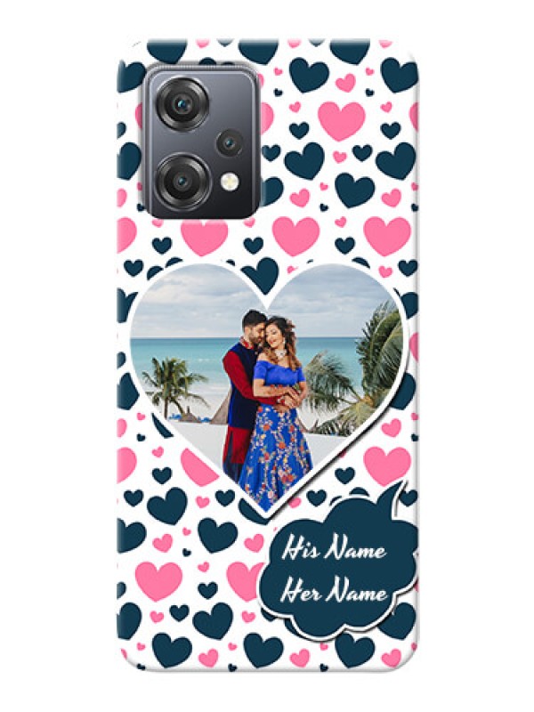 Custom Nord CE 2 Lite 5G Mobile Covers Online: Pink & Blue Heart Design