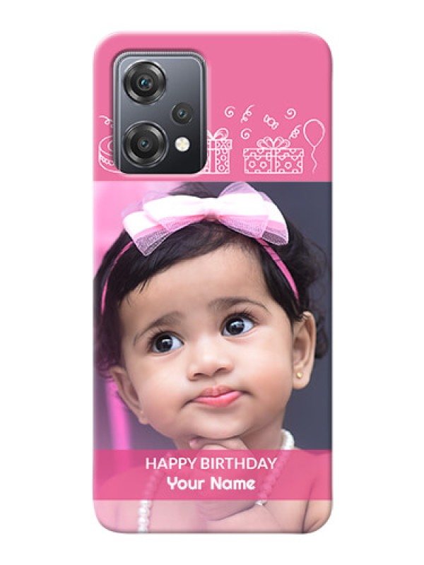 Custom Nord CE 2 Lite 5G Custom Mobile Cover with Birthday Line Art Design