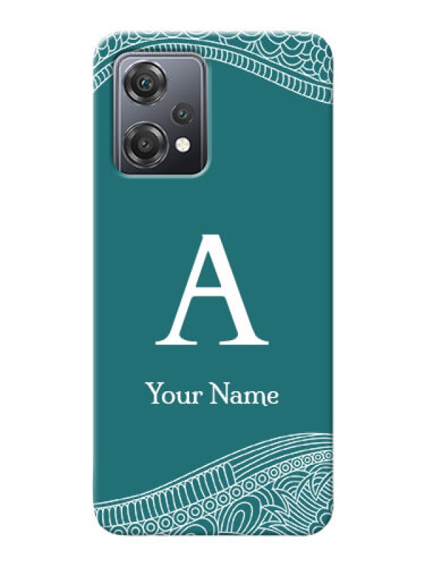 Custom OnePlus Nord Ce 2 Lite 5G Mobile Back Covers: line art pattern with custom name Design