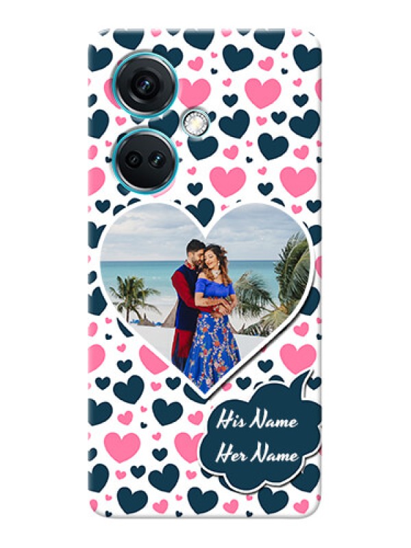 Custom Nord CE 3 5G Mobile Covers Online: Pink & Blue Heart Design