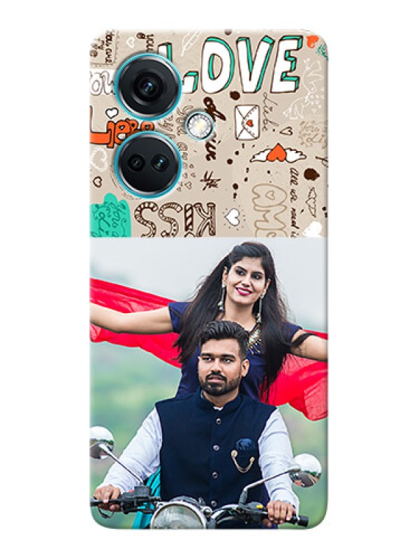 Custom Nord CE 3 5G Personalised mobile covers: Love Doodle Pattern