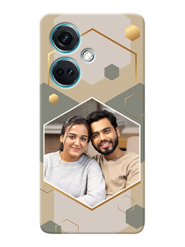 Custom Nord CE 3 5G Photo Printing on Case with Stylish Hexagon Pattern Design