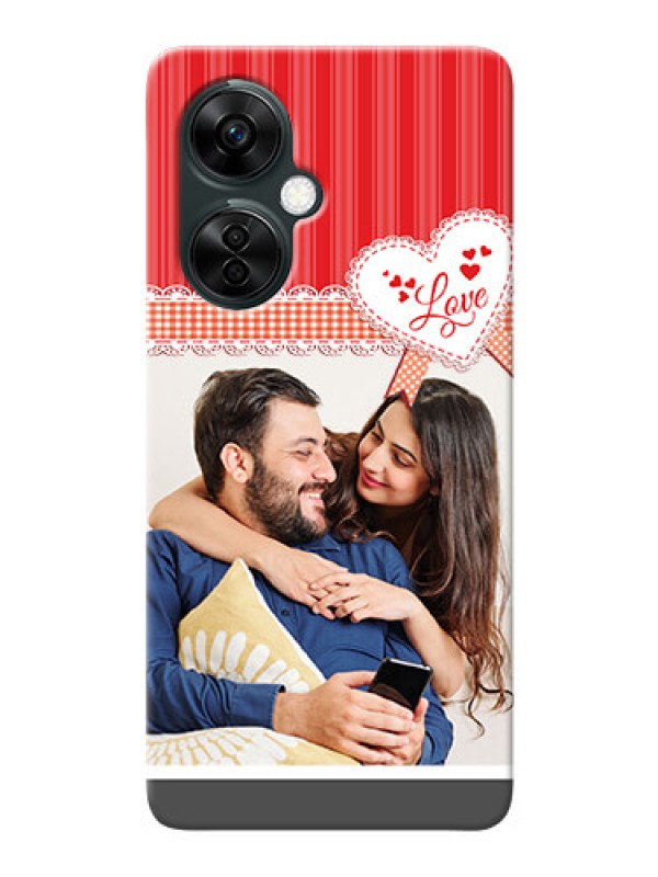 Custom OnePlus Nord CE 3 Lite 5G phone cases online: Red Love Pattern Design
