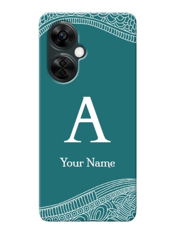 Custom OnePlus Nord Ce 3 Lite 5G Mobile Back Covers: line art pattern with custom name Design