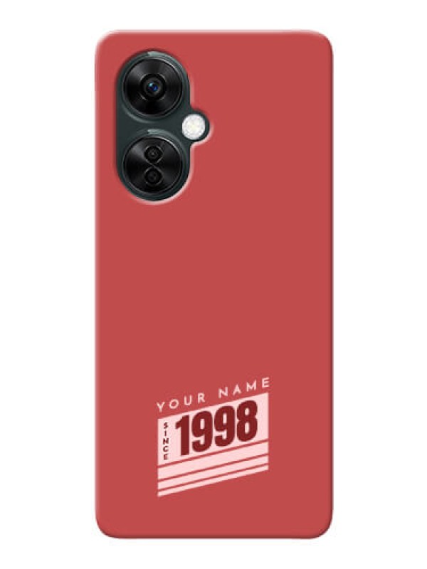 Custom OnePlus Nord Ce 3 Lite 5G Phone Back Covers: Red custom year of birth Design