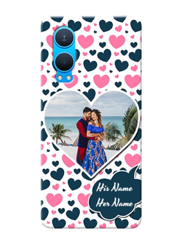 Custom OnePlus Nord CE 4 Lite 5G Mobile Covers Online: Pink And Blue Heart Design