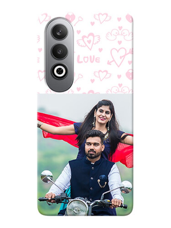 Custom OnePlus Nord CE 4 personalized phone covers: Pink Flying Heart Design