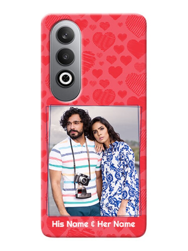 Custom OnePlus Nord CE 4 Mobile Back Covers: with Red Heart Symbols Design