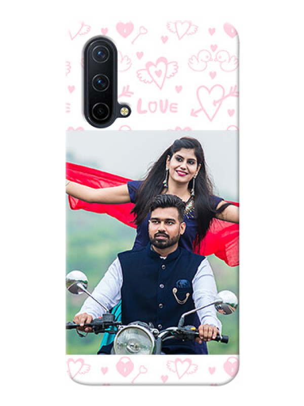 Custom OnePlus Nord CE 5G personalized phone covers: Pink Flying Heart Design
