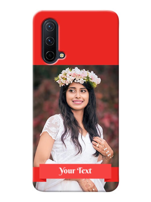 Custom OnePlus Nord CE 5G Personalised mobile covers: Simple Red Color Design