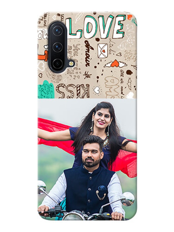 Custom OnePlus Nord CE 5G Personalised mobile covers: Love Doodle Pattern 