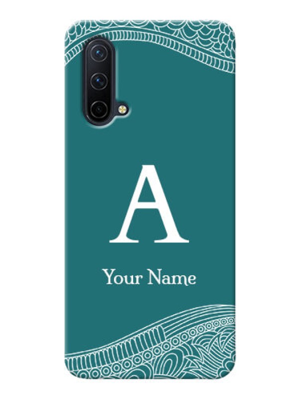 Custom OnePlus Nord Ce 5G Mobile Back Covers: line art pattern with custom name Design