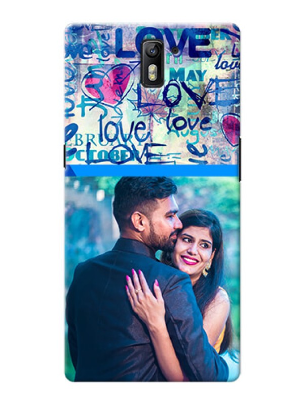 Custom OnePlus One Colourful Love Patterns Mobile Case Design