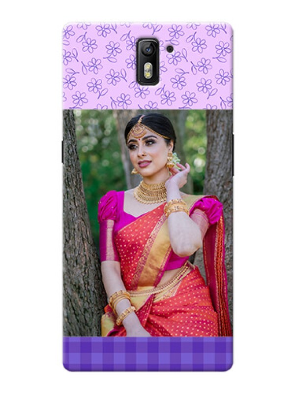 Custom OnePlus One Floral Design Purple Pattern Mobile Cover Design