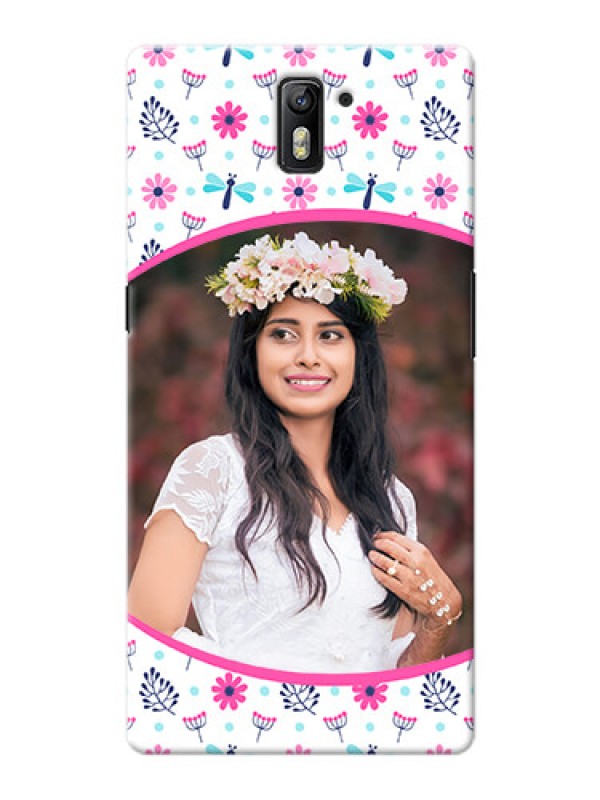 Custom OnePlus One Colourful Flowers Mobile Cover Design
