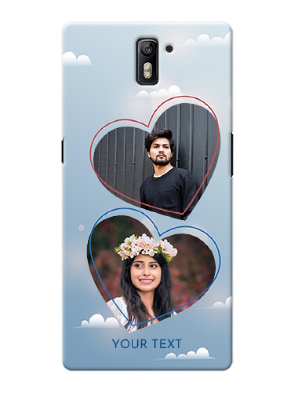 Custom OnePlus One couple heart frames with sky backdrop Design
