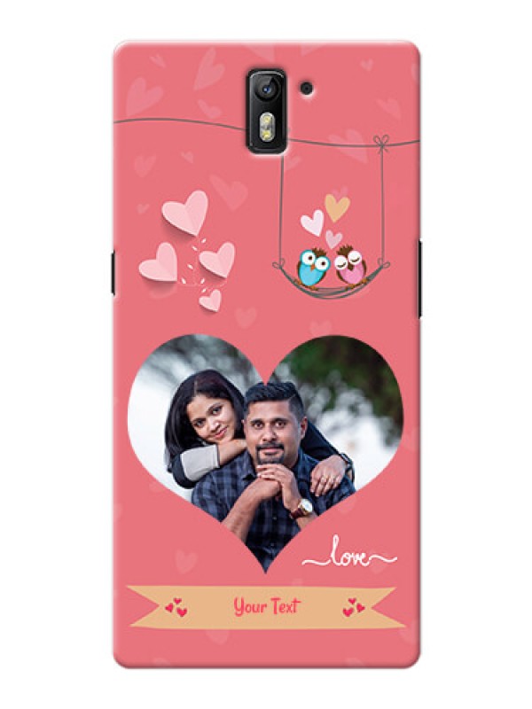 Custom OnePlus One heart frame with love birds Design
