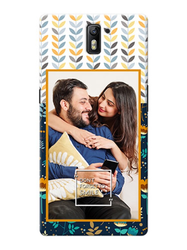 Custom OnePlus One seamless and floral pattern design with smile quote Design