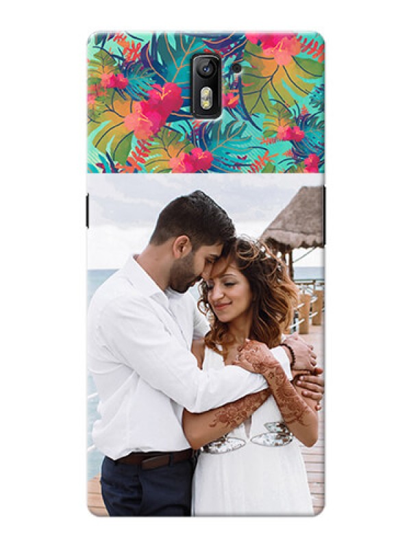 Custom OnePlus One colourful watercolour floral Design