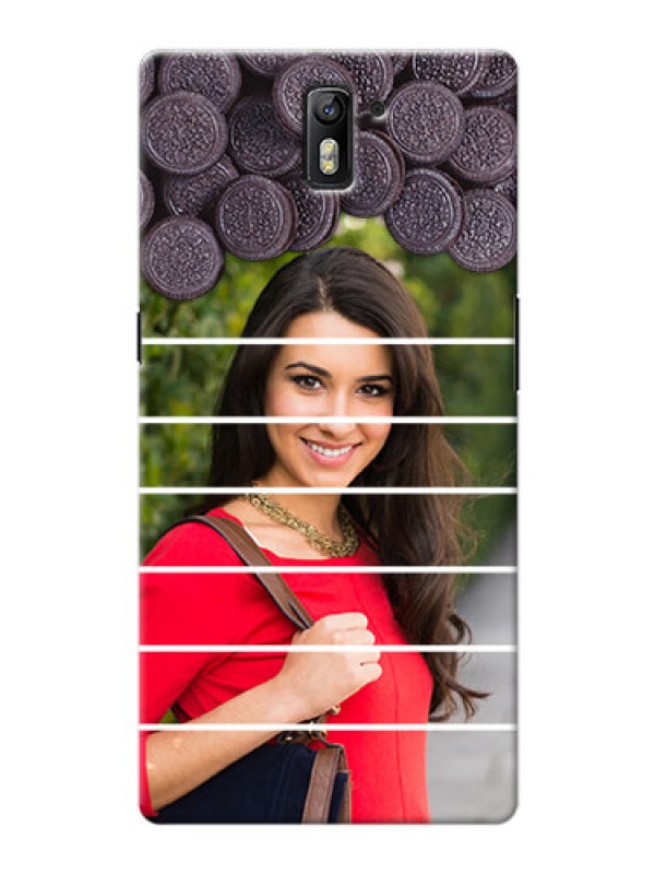 Custom OnePlus One oreo biscuit pattern with white stripes Design