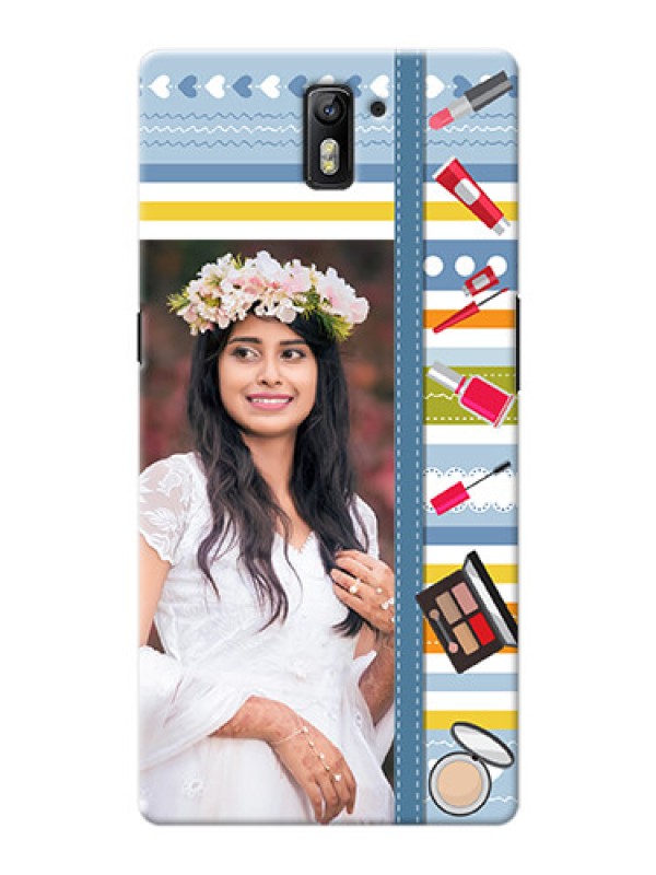 Custom OnePlus One hand drawn backdrop with makeup icons Design
