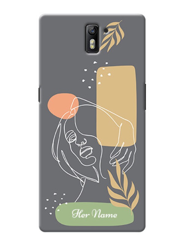 Custom OnePlus One Phone Back Covers: Gazing Woman line art Design