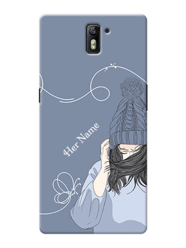 Custom OnePlus One Custom Mobile Case with Girl in winter outfit Design