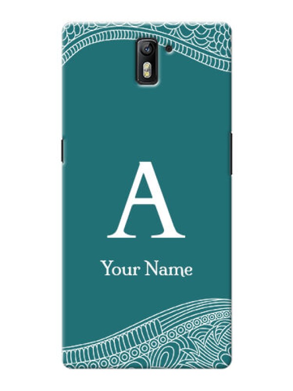 Custom OnePlus One Mobile Back Covers: line art pattern with custom name Design
