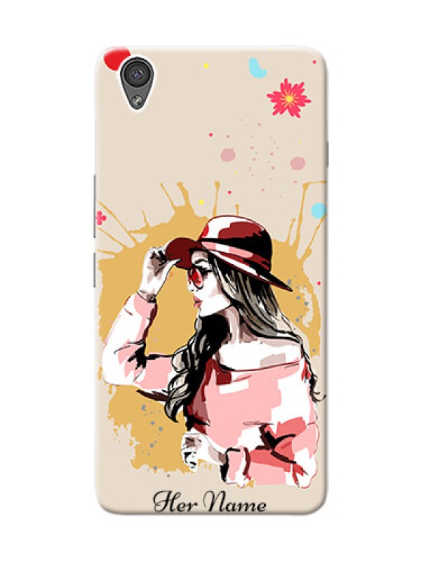 Custom OnePlus X Back Covers: Women with pink hat Design