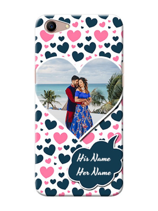Custom Oppo A1 Mobile Covers Online: Pink & Blue Heart Design