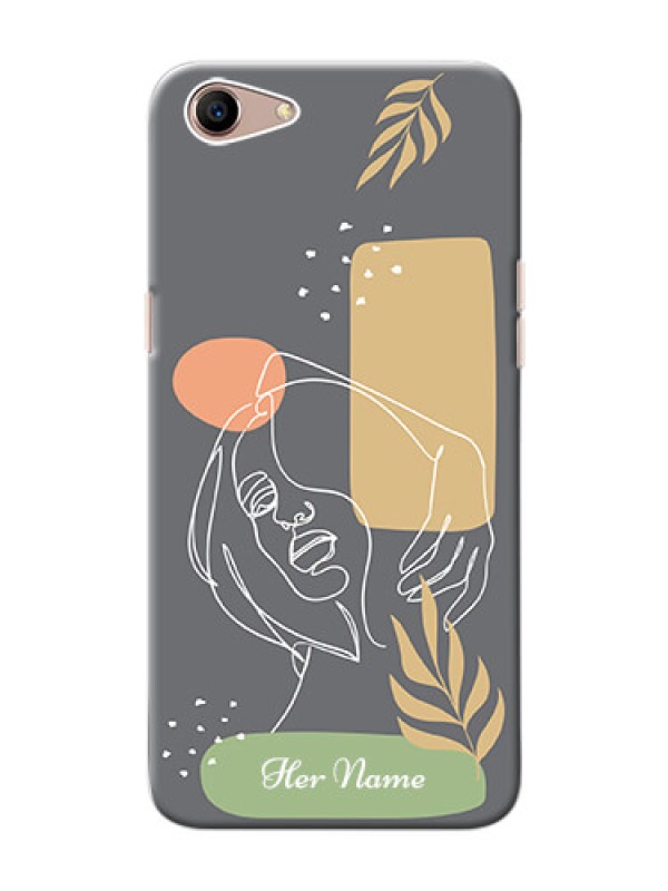 Custom Oppo A1 Phone Back Covers: Gazing Woman line art Design
