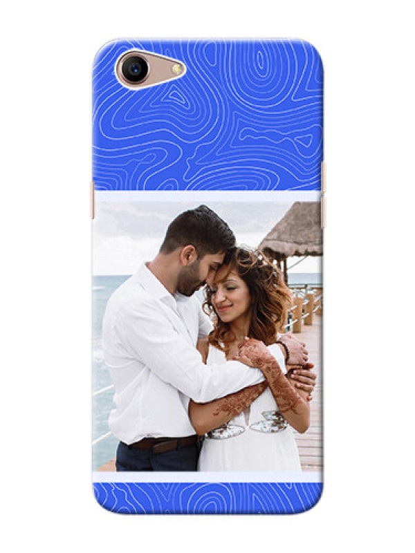 Custom Oppo A1 Mobile Back Covers: Curved line art with blue and white Design