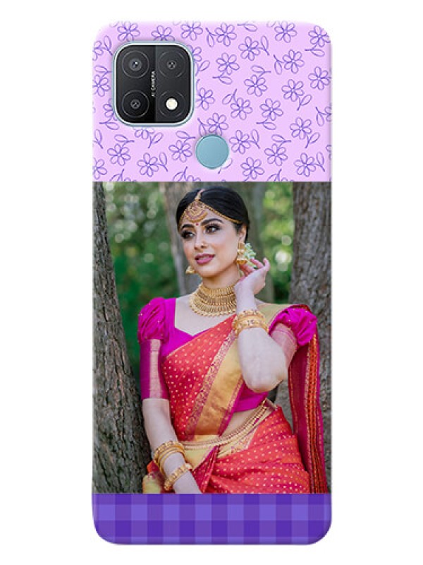 Custom Oppo A15 Mobile Cases: Purple Floral Design