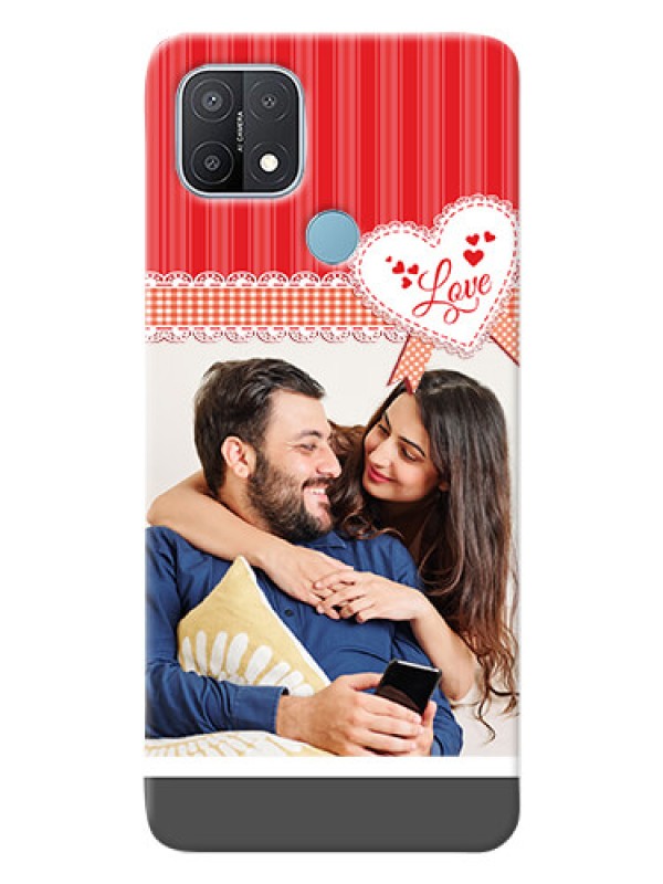 Custom Oppo A15 phone cases online: Red Love Pattern Design