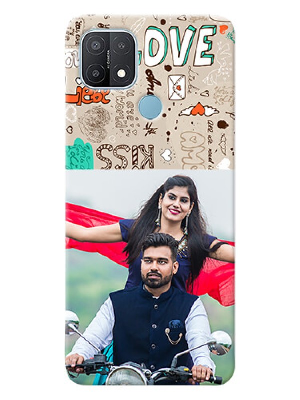 Custom Oppo A15 Personalised mobile covers: Love Doodle Pattern 