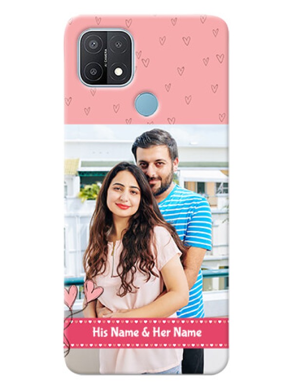 Custom Oppo A15 phone back covers: Love Design Peach Color
