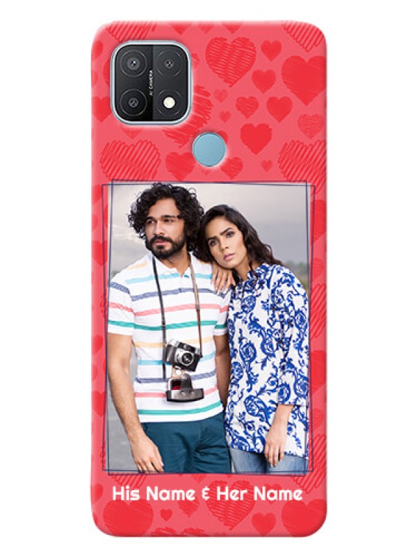 Custom Oppo A15 Mobile Back Covers: with Red Heart Symbols Design