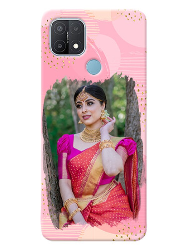 Custom Oppo A15 Phone Covers for Girls: Gold Glitter Splash Design