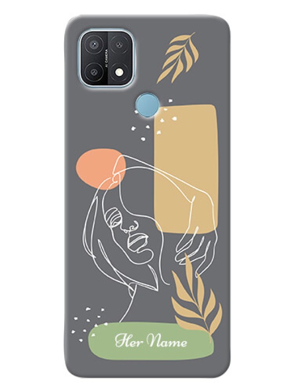 Custom Oppo A15 Phone Back Covers: Gazing Woman line art Design