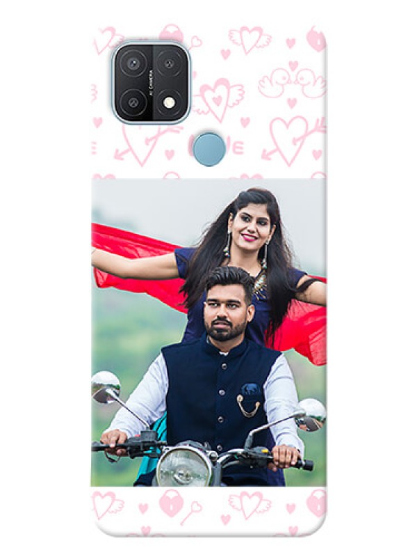 Custom Oppo A15s personalized phone covers: Pink Flying Heart Design