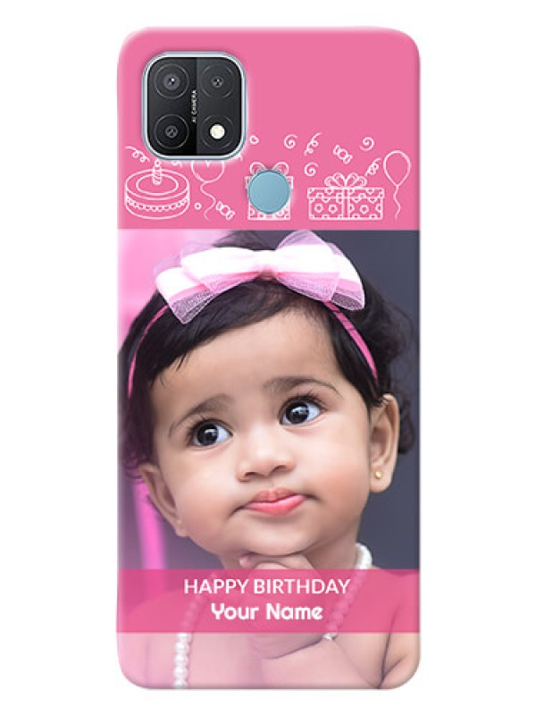 Custom Oppo A15s Custom Mobile Cover with Birthday Line Art Design