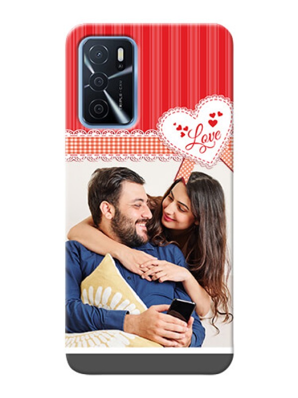 Custom Oppo A16 phone cases online: Red Love Pattern Design
