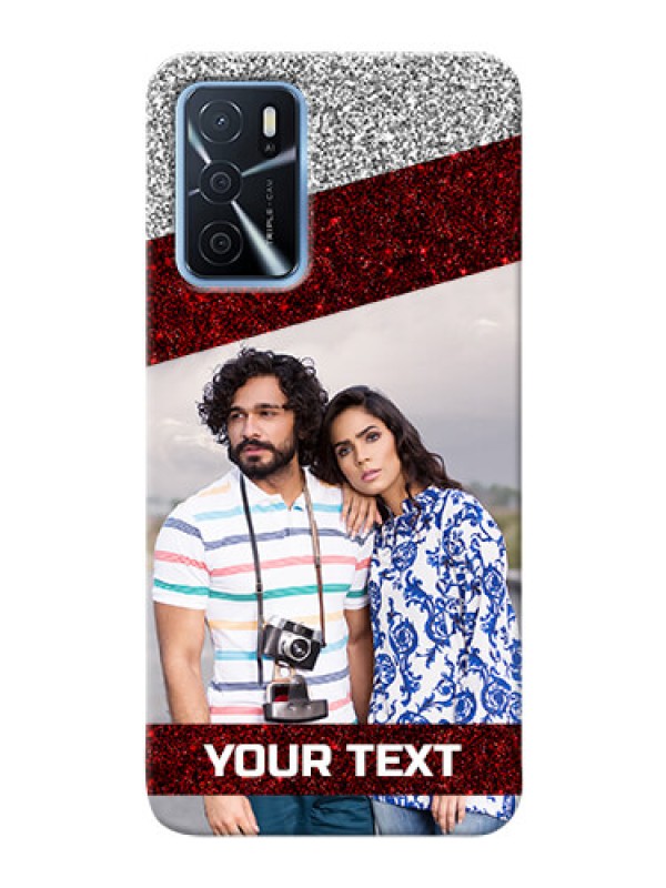 Custom Oppo A16 Mobile Cases: Image Holder with Glitter Strip Design