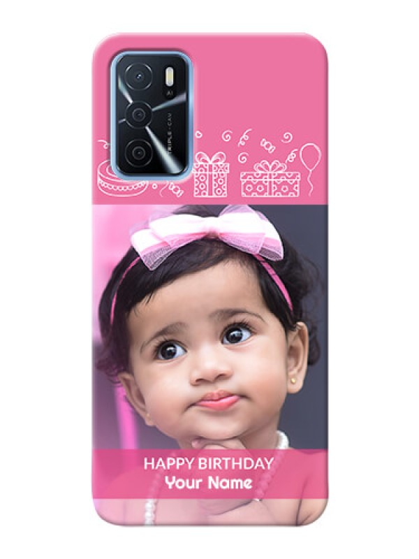 Custom Oppo A16 Custom Mobile Cover with Birthday Line Art Design