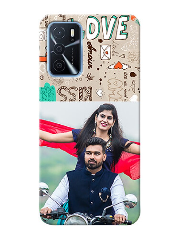 Custom Oppo A16 Personalised mobile covers: Love Doodle Pattern 